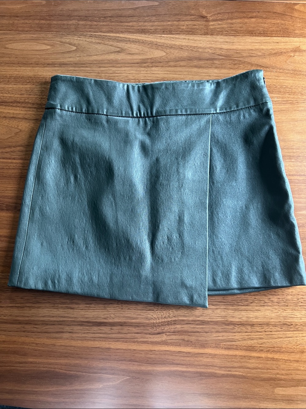 Women's Green Leather Wrap Skirt